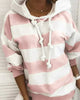 Ladies Striped Pullover Hoodie | Casual Nautical Long Sleeve Sweater