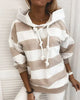 Ladies Striped Pullover Hoodie | Casual Nautical Long Sleeve Sweater