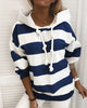 Ladies Striped Pullover Hoodie | Casual Nautical Long Sleeve Sweater
