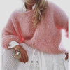 Ladies coarse knitted sweater | Off-shoulder, long sleeves, loose fit