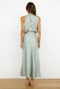 Ladies high neck satin midi dress | Elegant sleeveless evening dress for special occasions