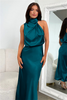 Ladies high neck satin midi dress | Elegant sleeveless evening dress for special occasions