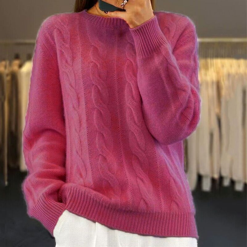 Ladies classic cable sweater | Comfortable long sleeves sweater