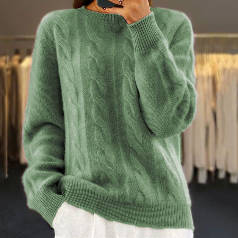 Ladies classic cable sweater | Comfortable long sleeves sweater