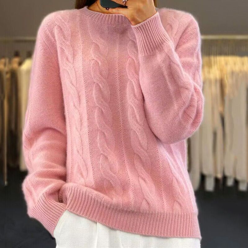Ladies classic cable sweater | Comfortable long sleeves sweater