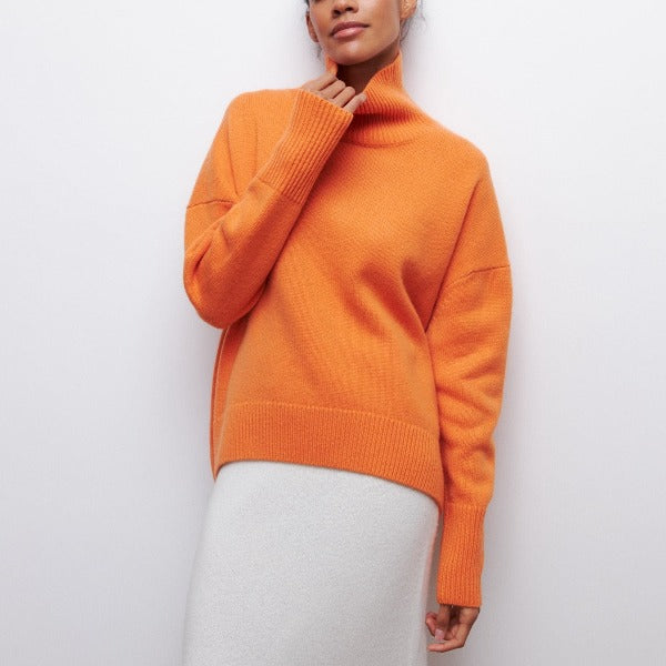 Ladies oversized turtleneck | Casual long sleeves knitted pullover
