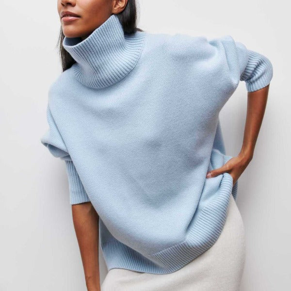Ladies oversized turtleneck | Casual long sleeves knitted pullover