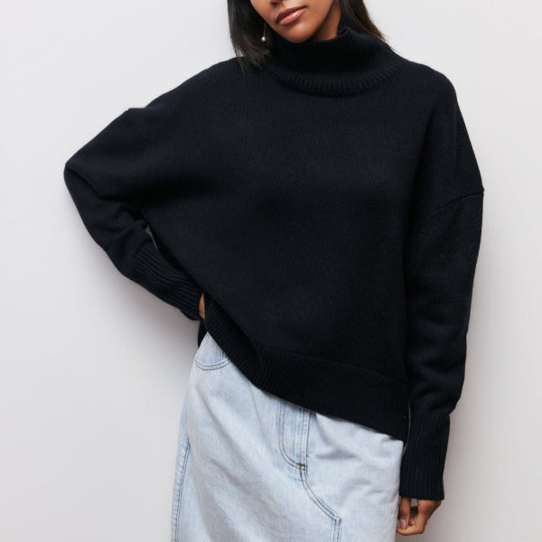 Ladies oversized turtleneck | Casual long sleeves knitted pullover