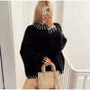 Ladies oversized knitted sweater | Round neck, long sleeves, loose fit