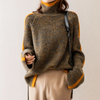 Ladies oversized striped turtleneck | Comfortable knitted sweater