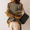 Ladies oversized striped turtleneck | Comfortable knitted sweater