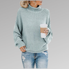 Ladies oversized orange knitted sweater | High collar, chunky sweater
