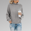 Ladies oversized orange knitted sweater | High collar, chunky sweater