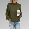 Ladies oversized orange knitted sweater | High collar, chunky sweater