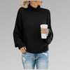 Ladies oversized orange knitted sweater | High collar, chunky sweater