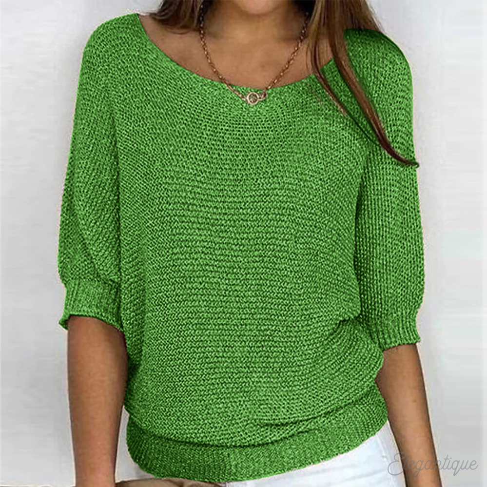 Ladies red off-shoulder knitted sweater | Casual loose fit Pullover