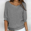 Ladies red off-shoulder knitted sweater | Casual loose fit Pullover