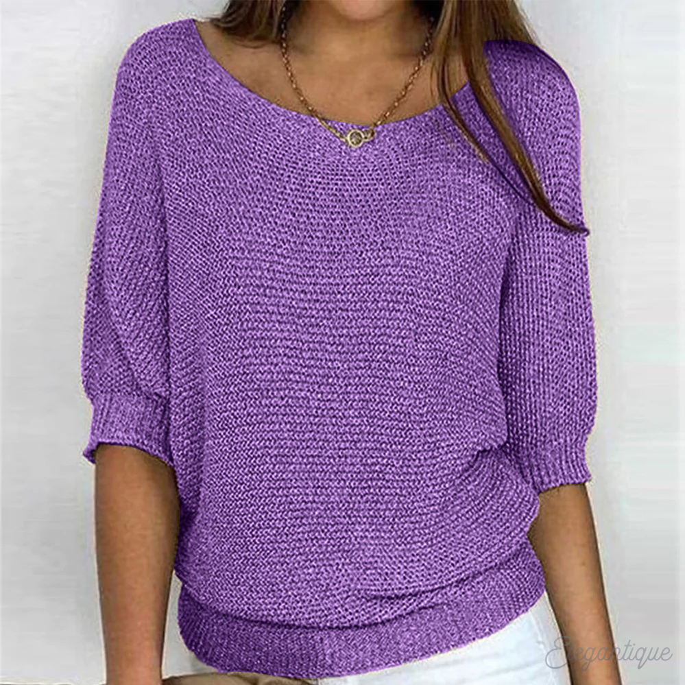 Ladies red off-shoulder knitted sweater | Casual loose fit Pullover