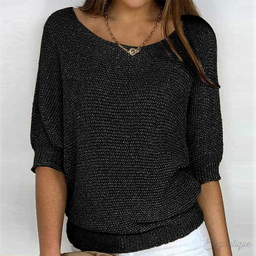Ladies red off-shoulder knitted sweater | Casual loose fit Pullover
