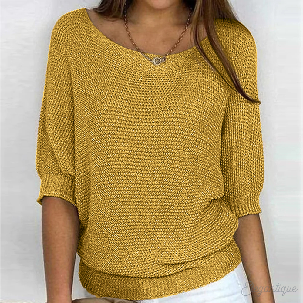 Ladies red off-shoulder knitted sweater | Casual loose fit Pullover