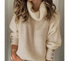 Ladies pink turtleneck | Knots Detail sleeves, casual knitted sweater