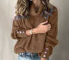 Ladies pink turtleneck | Knots Detail sleeves, casual knitted sweater