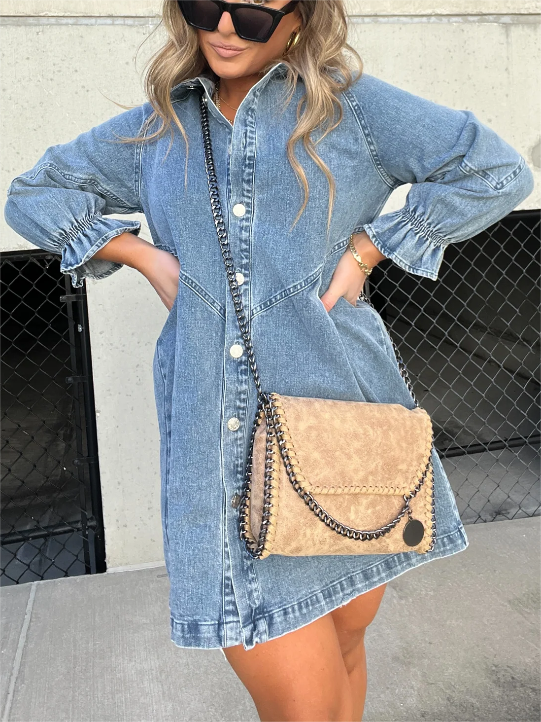 Ladies nail blouse dress | Button closure, long sleeves, casual fit