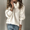 Ladies sweater with buttons on the sleeves Casual oversized knitted turtleneck