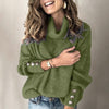 Ladies sweater with buttons on the sleeves Casual oversized knitted turtleneck