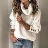 Ladies sweater with buttons on the sleeves Casual oversized knitted turtleneck