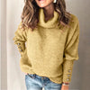 Ladies sweater with buttons on the sleeves Casual oversized knitted turtleneck