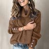 Ladies sweater with buttons on the sleeves Casual oversized knitted turtleneck