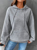 Ladies waffle knitted hoodie | Comfortable pullover with front bag