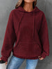 Ladies waffle knitted hoodie | Comfortable pullover with front bag