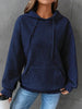 Ladies waffle knitted hoodie | Comfortable pullover with front bag