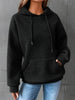 Ladies waffle knitted hoodie | Comfortable pullover with front bag