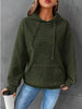 Ladies waffle knitted hoodie | Comfortable pullover with front bag