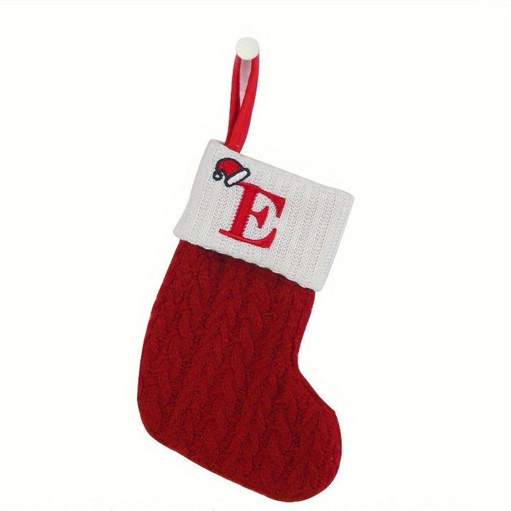 Christmas Stocking Knit Monogram Alphabet Decorative Holiday Sock