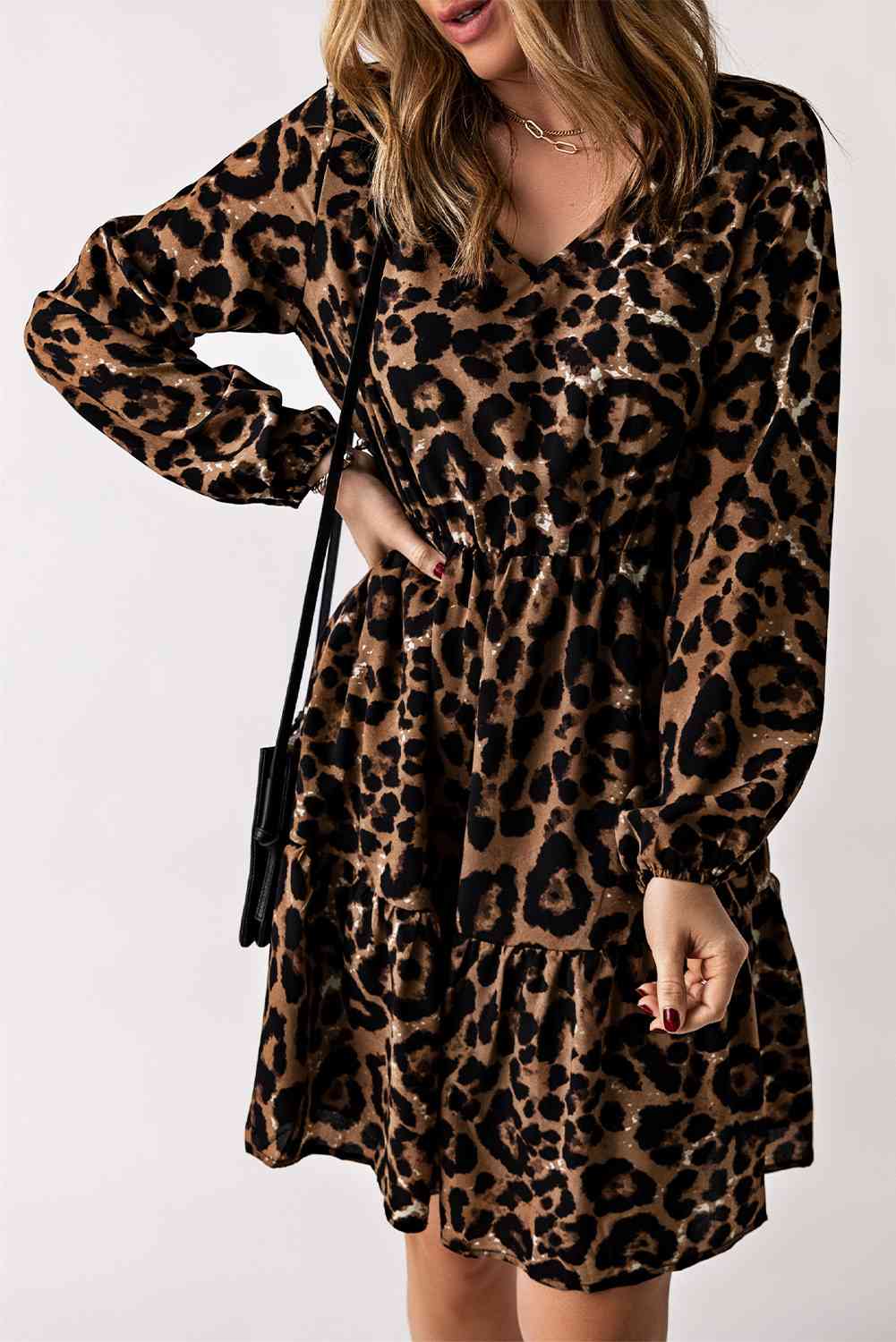 Elegant leopard print dress ladies