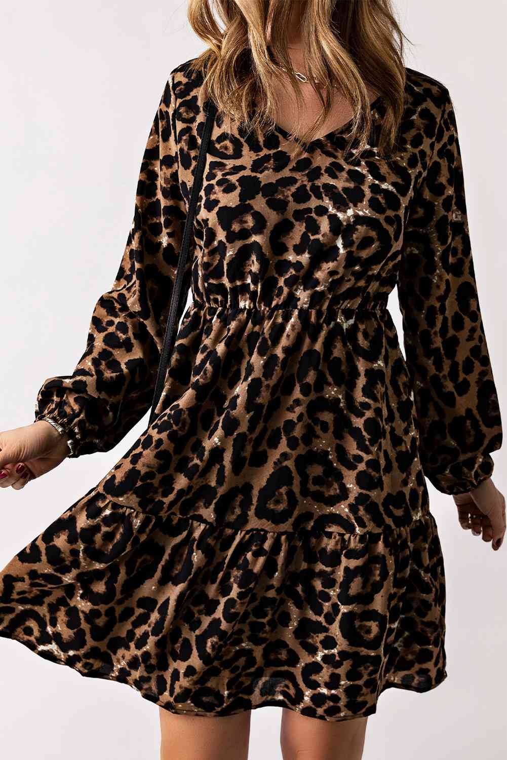 Elegant leopard print dress ladies