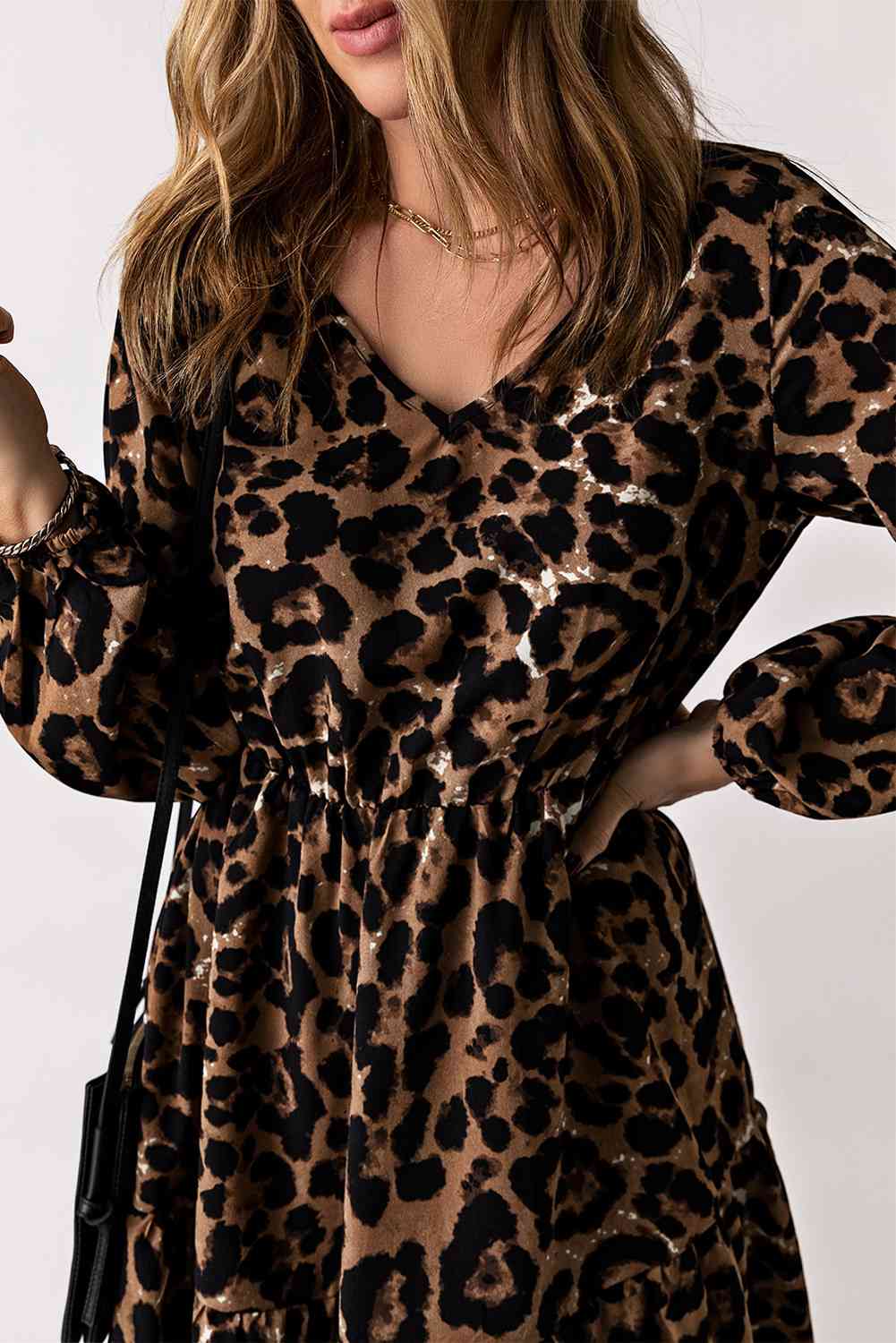 Elegant leopard print dress ladies