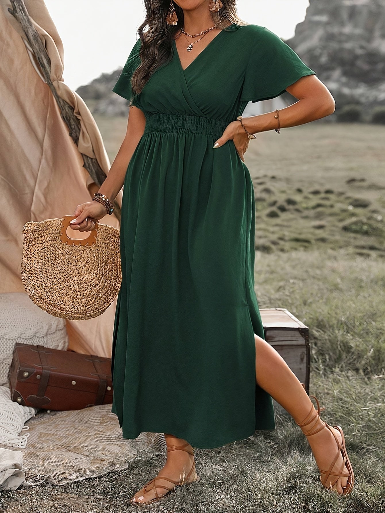 Elegant Dress with Wrap Detail-Feminine Boho style