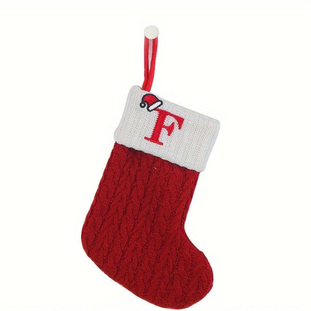 Christmas Stocking Knit Monogram Alphabet Decorative Holiday Sock