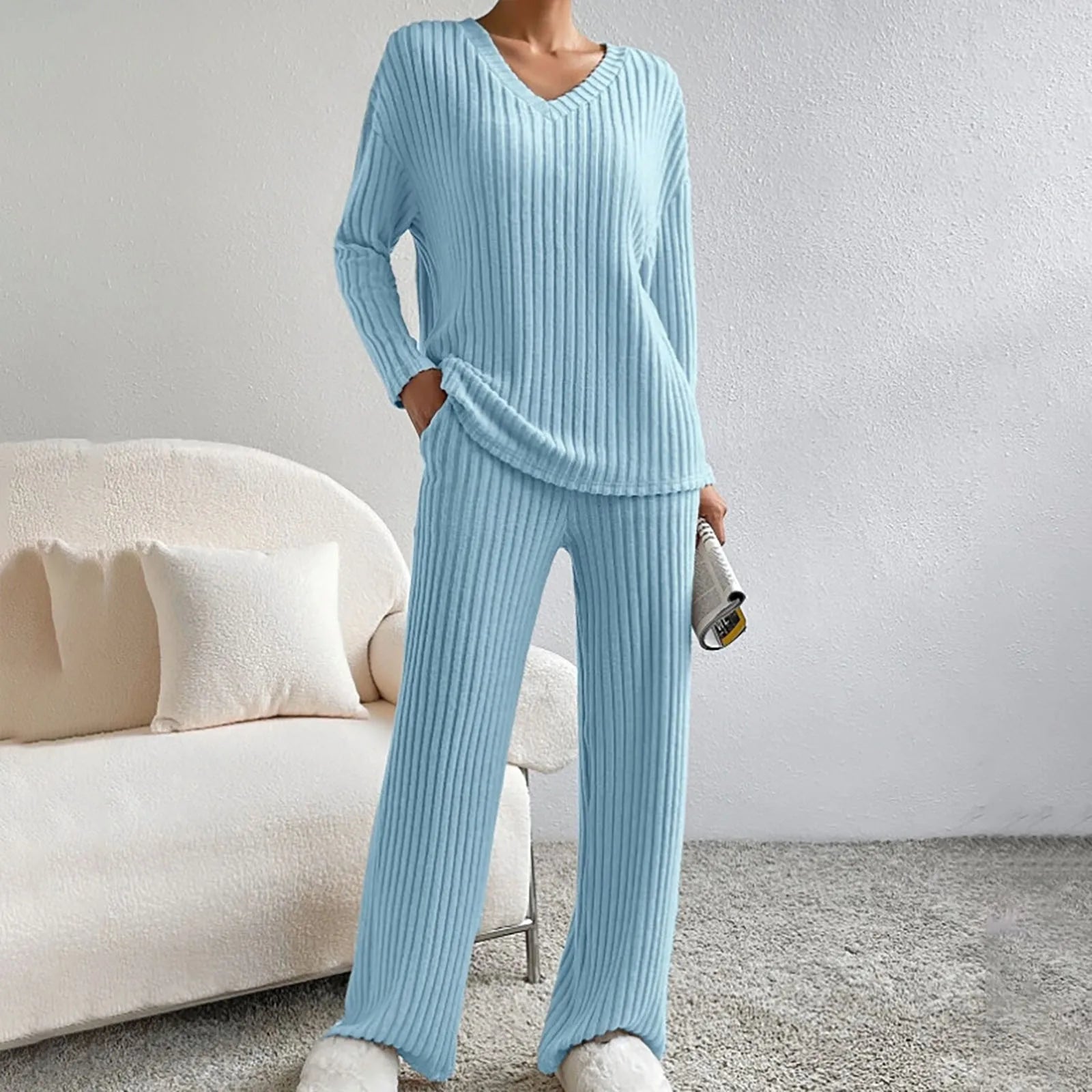 Ribbed 2-piece set-style and comfort in one