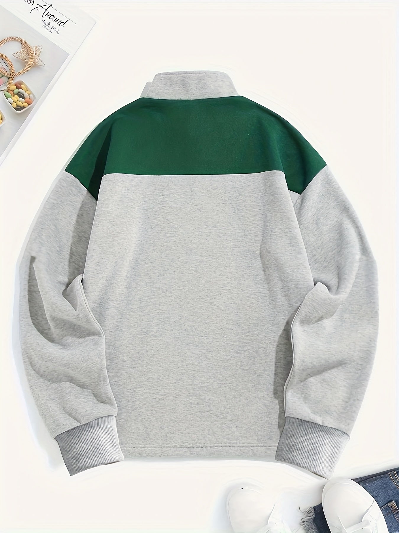 Men's Alaska Graphic Half Rits Sweater | Casual long sleeves pullover with collar