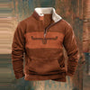 Men Aztec Fleece Pullover | Half zipper, long sleeves, warm Sherpa lining, casual southwestern style