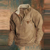 Men Aztec Fleece Pullover | Half zipper, long sleeves, warm Sherpa lining, casual southwestern style