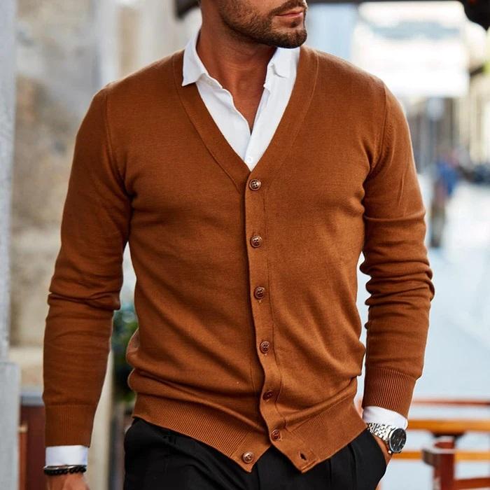 Men's Bordeaux Knitted Vest with buttons | Casual chic style