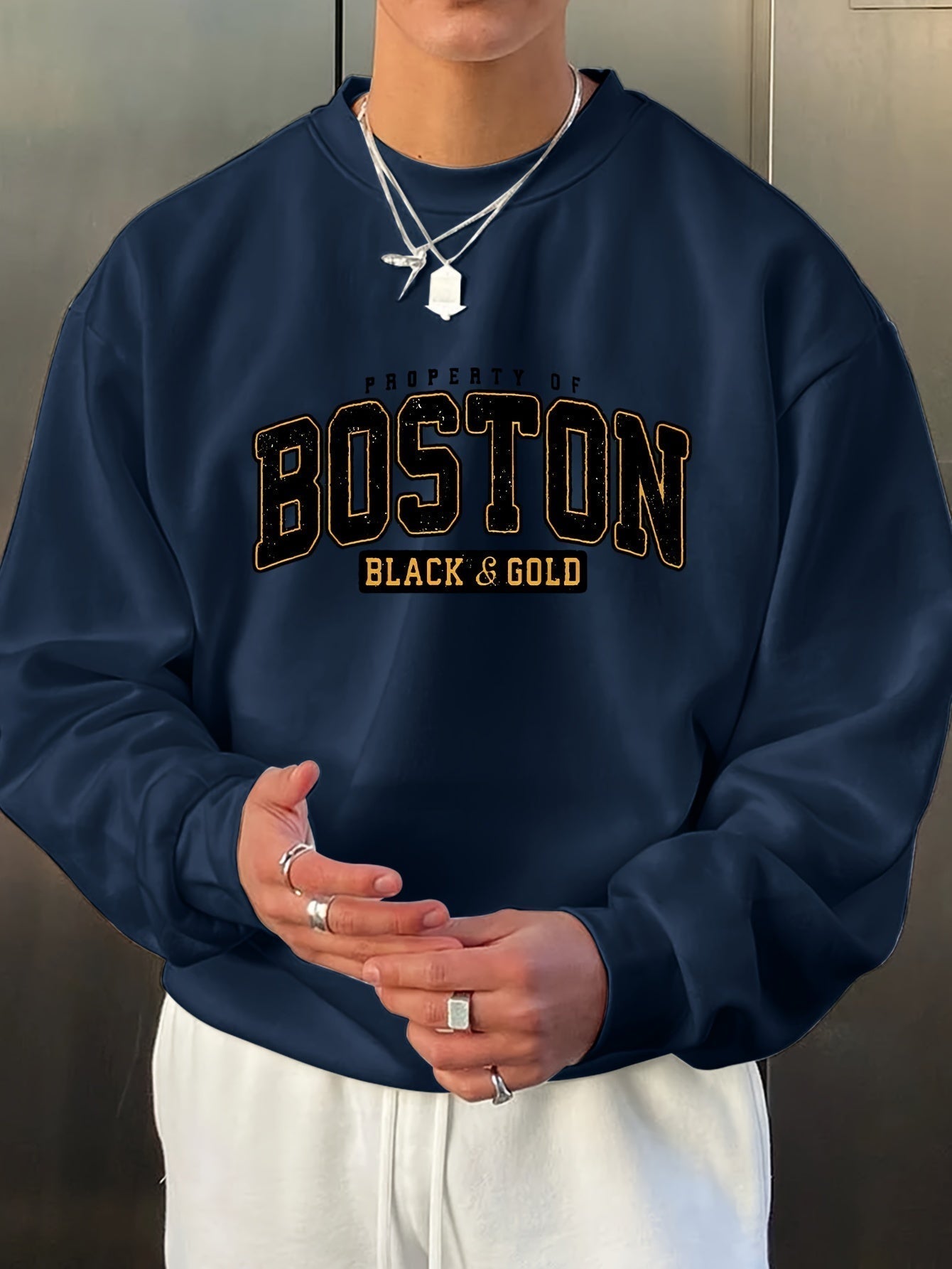 Men's Boston Graphic Sweater | Casual long sleeves round neck pullover
