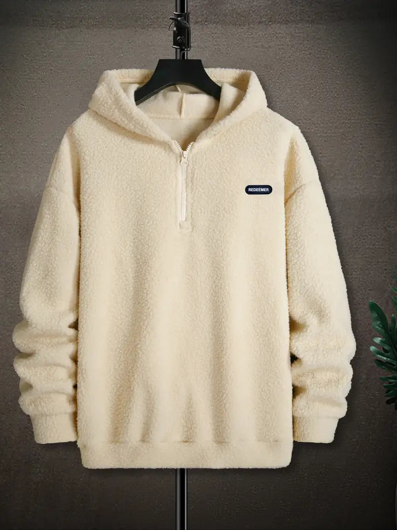 Men's Fleece Half Rits Hoodie | Warm casual pullover with hood